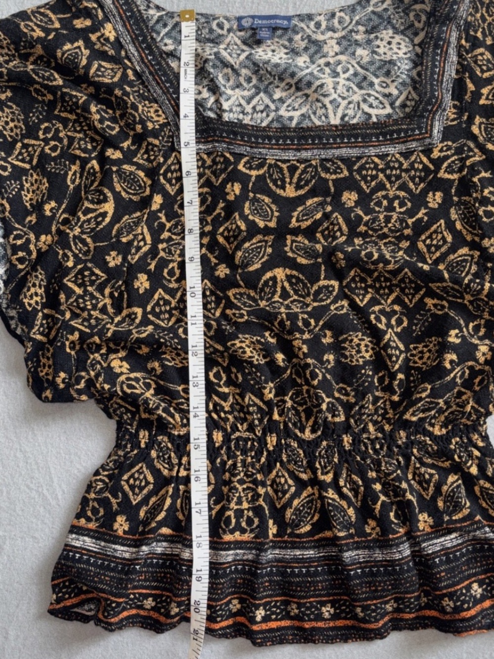 Democracy black and orange patterned top with a boho vibe Size XS #boho - Picture 7 of 7